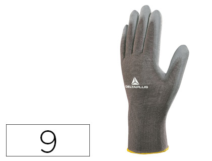 Guantes poliéster y poliuretano gris talla 9 L